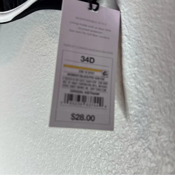 New Shade & Shore Black and White Women's Swim Top 34D UnderWire - Picture 4 of 6